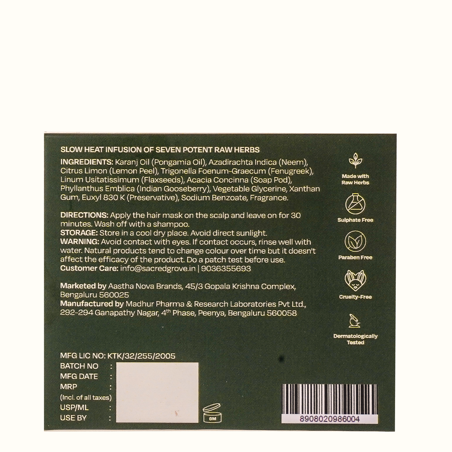 Sacred Grove Neem Leaves & Lemon Peel Anti-Dandruff Hair Mask