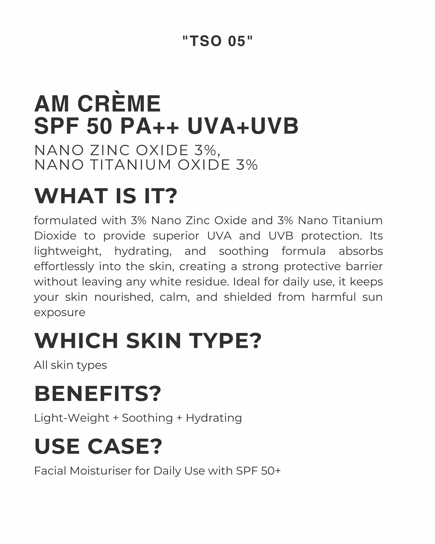 Three Sisters Organics | AM Creme SPF 50 PA+++ UVA+UVB