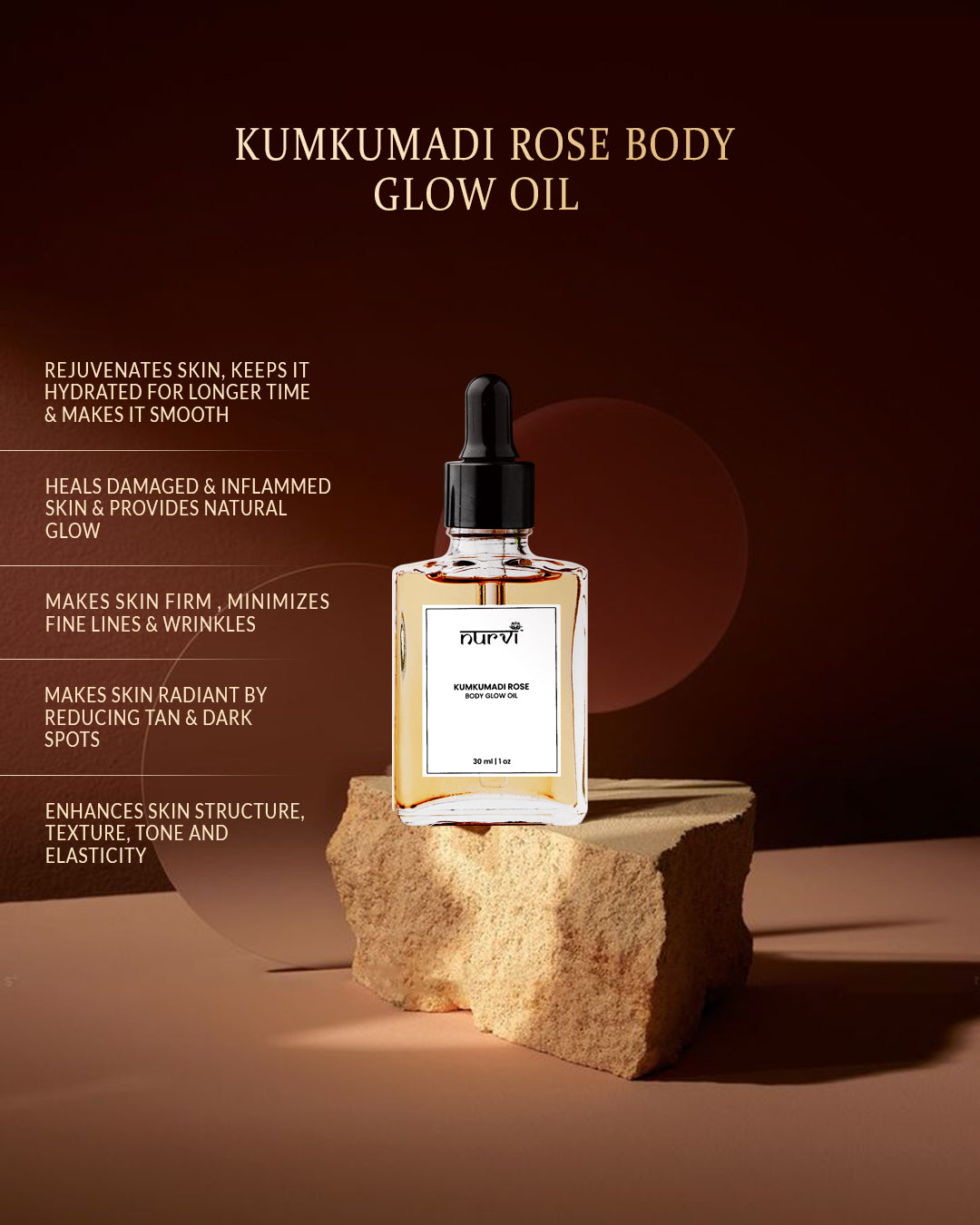 Nurvi Kumkumadi Rose Body Glow Oil