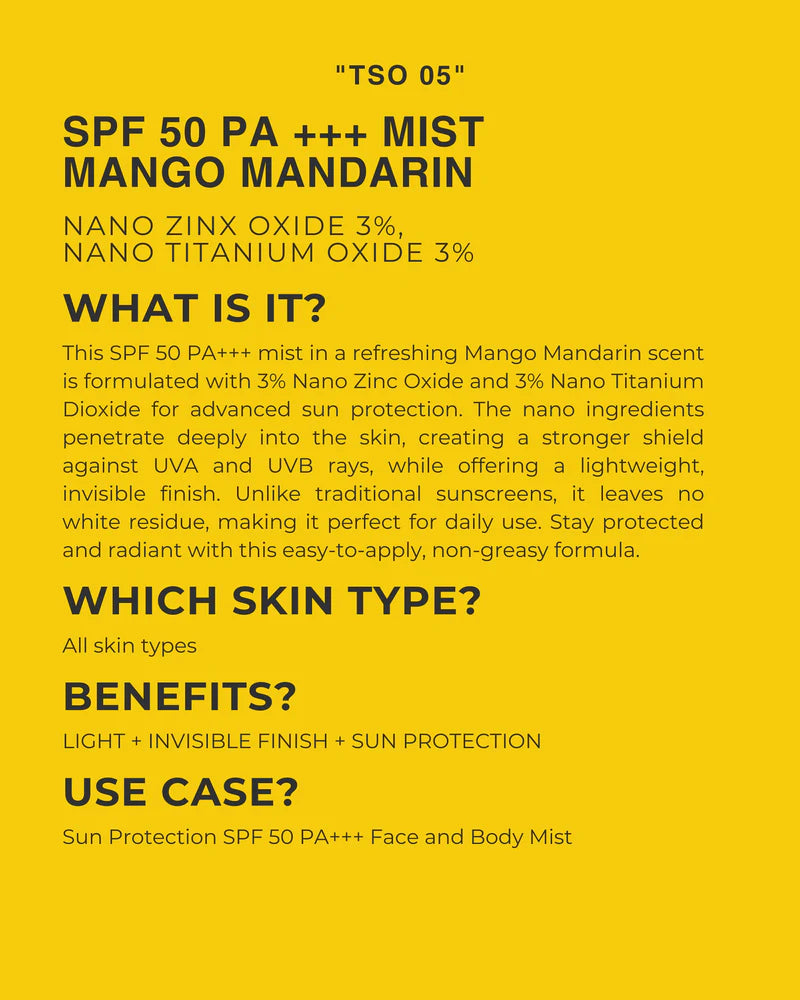 Three Sisters Organics | SPF 50 PA+++ Mist Mango Mandarin