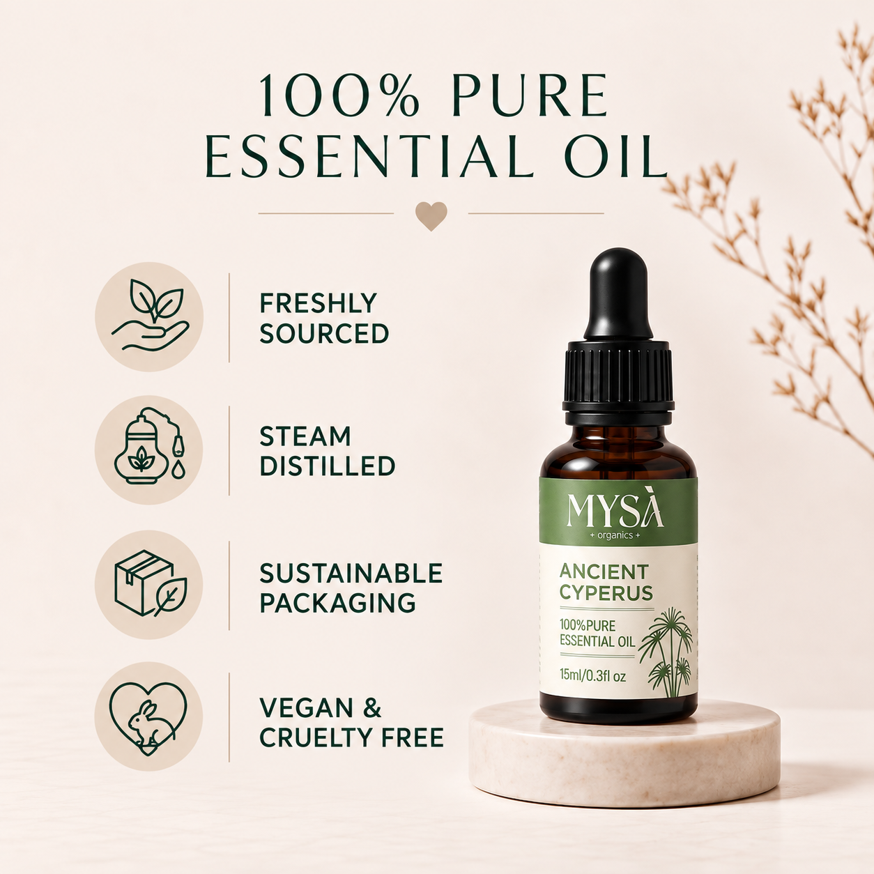 MYSA Organics Pure Cypress Essential Oil 15ml