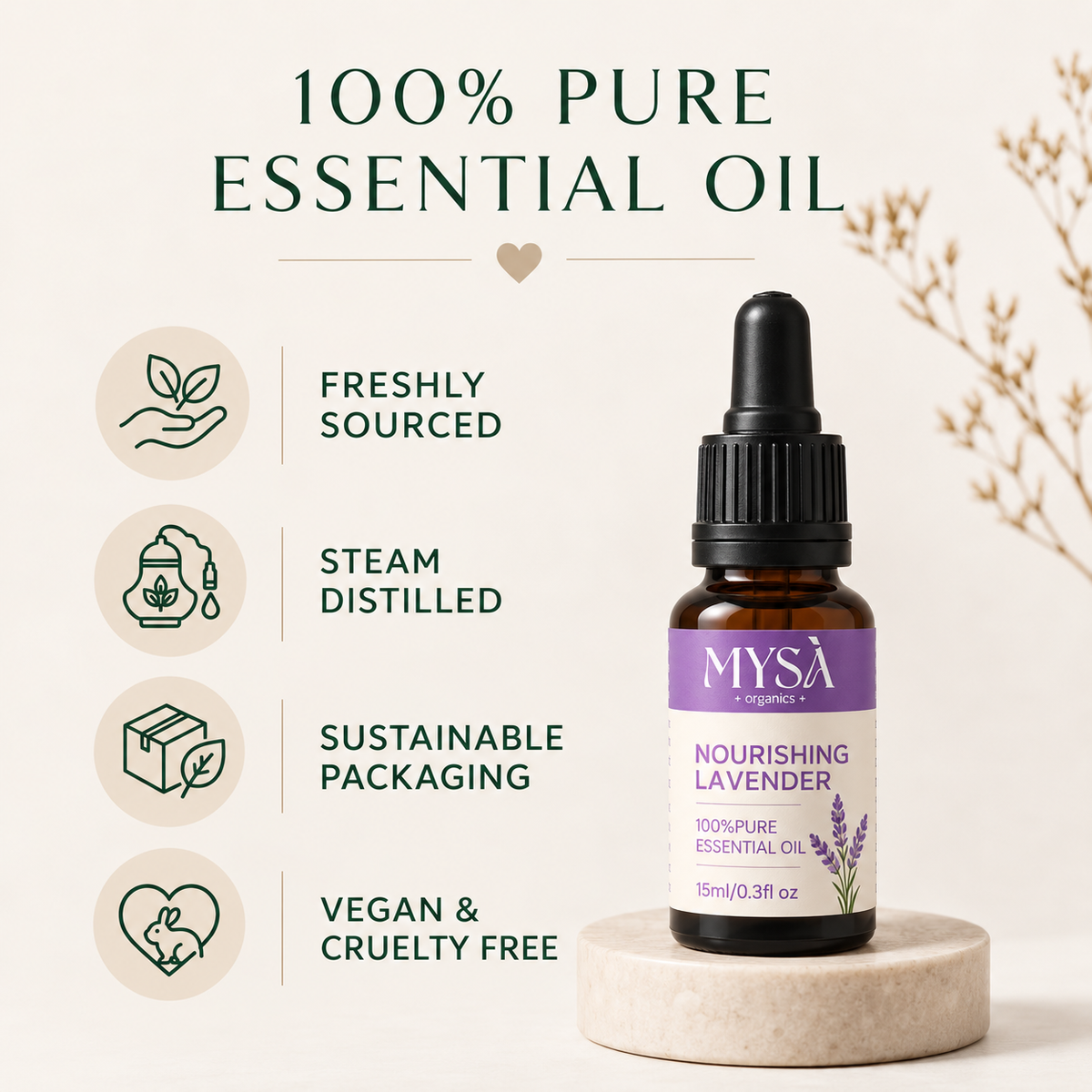 MYSA Organics Pure Lavender Essential Oil 15ml